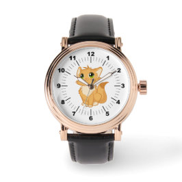 Mannen Roos Gold - Schattige Cat Horloge