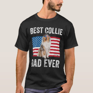 Mannen Rough Collie Dad American Flag Collie Dog L T-shirt