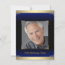 Mannen Royal Blue en Gold verjaardagsfeest Kaart