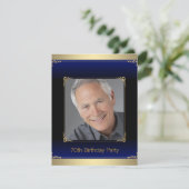 Mannen Royal Blue en Gold verjaardagsfeest Kaart (Staand voorkant)