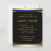 Mannen Royal Blue en Gold verjaardagsfeest Kaart (Achterkant)