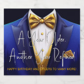Mannen Royal Blue Gold Tuxedo Verjaardag Champagne Sparkling Wijnetiket (Enkel label)