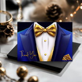 Mannen Royal Blue Gold Tuxedo verjaardagsfeestje Bedankkaart