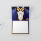 Mannen Royal Blue Gold Tuxedo verjaardagsfeestje Bedankkaart (Binnen)