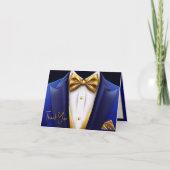 Mannen Royal Blue Gold Tuxedo verjaardagsfeestje Bedankkaart (Voorkant)