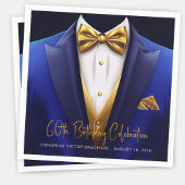Mannen Royal Blue Gold Tuxedo verjaardagsfeestje Servet