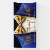 Mannen Royal Blue Gold Tuxedo verjaardagsfeestje Spandoek (Verticaal)