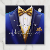 Mannen Royal Blue Gold verjaardagsfeestje Bedankjes Labels (Achterkant)