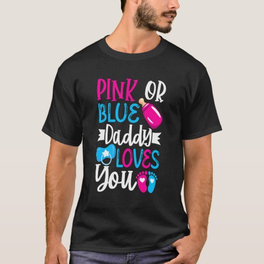 Mannen roze of blauwe papa houdt van je vader om g t-shirt (Voorkant)