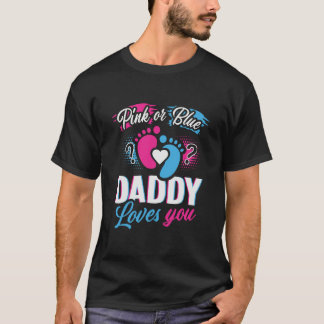 Mannen roze of blauwe papa houdt van je voor vader t-shirt