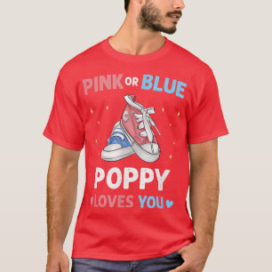 Mannen roze of blauwe papaver houdt van je echte o t-shirt