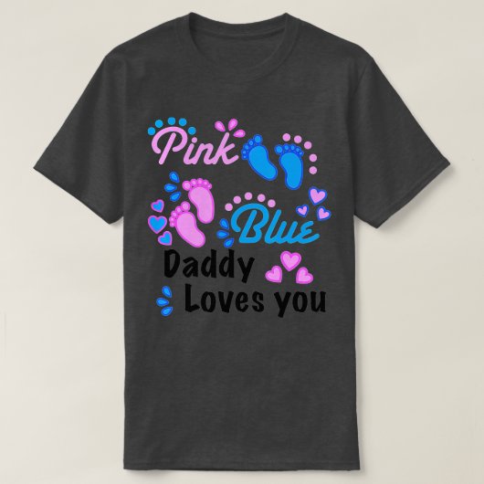 Mannen roze of blauwe pappie houdt van je geslacht t-shirt (Design voorkant)