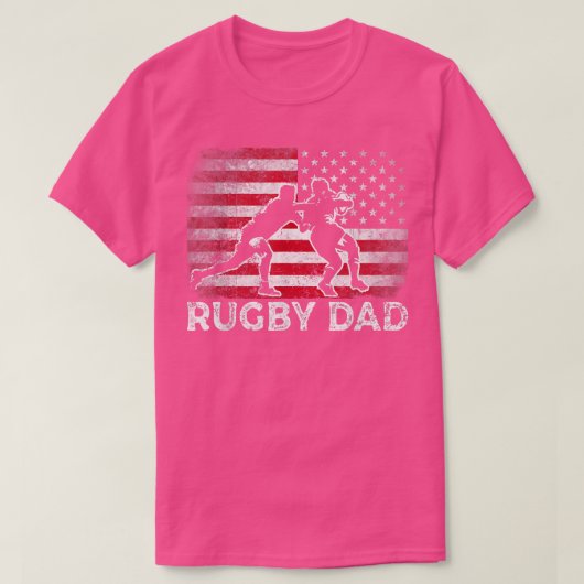 Mannen Rugby Vader -Amerikaanse Vlag Retro Vader" T-shirt (Design voorkant)