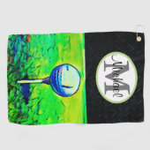 Mannen Rugged Monogram Naam Diamond Bord Golf Golfhanddoek (Horizontaal)