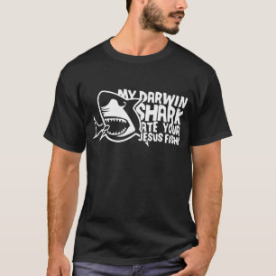 Mannen_s Mijn Darwin Shark Ate Your Jesus Fish Fun T-shirt