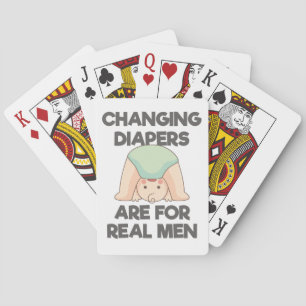 Mannen SAHD Verblijf thuis Papa Veranderende Diape Pokerkaarten