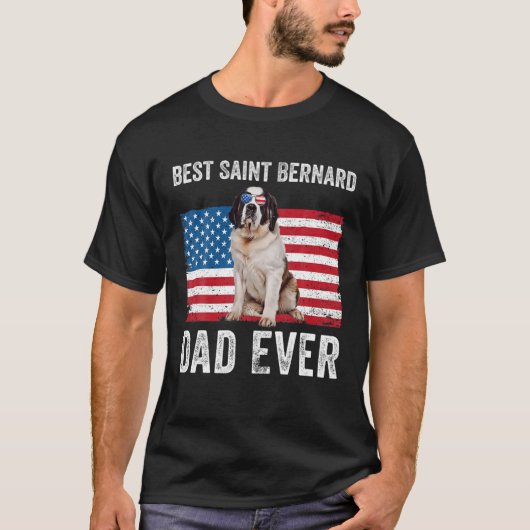 Mannen Saint Bernard papa Amerikaanse vlag Sint Be T-shirt (Voorkant)