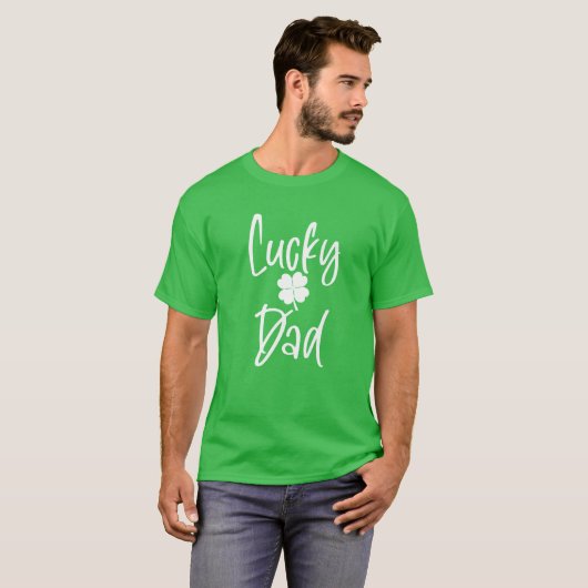 Mannen Saint Patrick's Day Shamrock Lucky Dad T-shirt (Voorkant volledig)