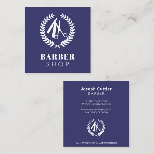 Mannen salon aangepaste logo eenvoudige moderne ma vierkante visitekaartje (Voorkant / Achterkant)