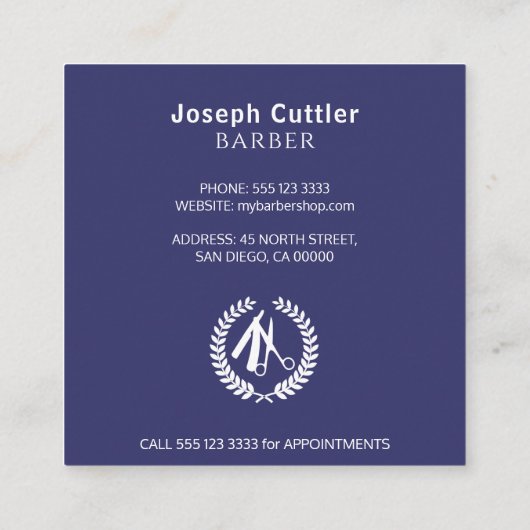 Mannen salon aangepaste logo eenvoudige moderne ma vierkante visitekaartje (Achterkant)