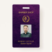 Mannen salon barber gepersonaliseerde foto - id badge (Voorkant)