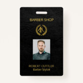 Mannen salon barber gepersonaliseerde foto - id badge (Voorkant)