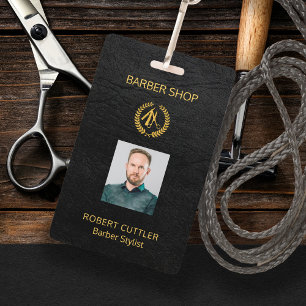 Mannen salon barber gepersonaliseerde foto - id badge