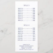 Mannen salon eenvoudige marine en wit prijs servic programmakaart (Achterkant)