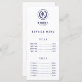 Mannen salon eenvoudige marine en wit prijs servic programmakaart (Voorkant / Achterkant)