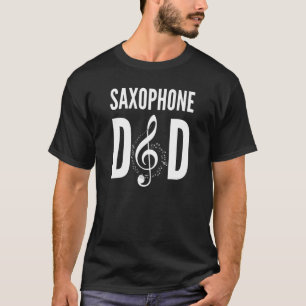 Mannen Saxofoon Papa Muziek Treble Clef Musician's T-shirt