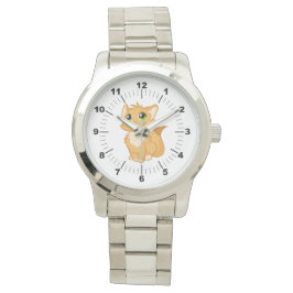 Mannen Schattige Cat Oversized zilveren armband Horloge