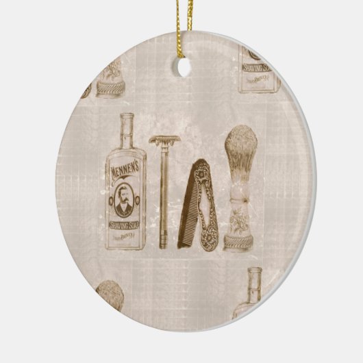 mannen scheerbeurt keramisch ornament (Links)