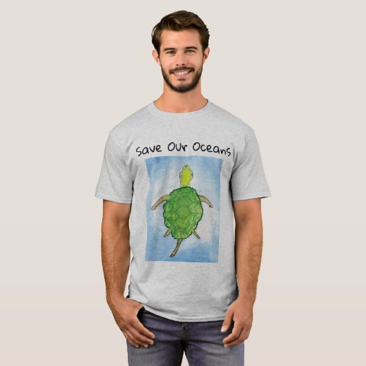 mannen schildpad t-shirt (Voorkant volledig)