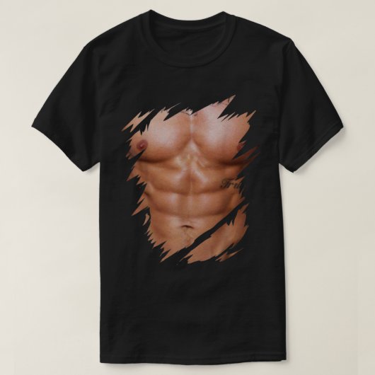 Mannen schildpadspieren met de torn borst Zes pak T-shirt (Design voorkant)