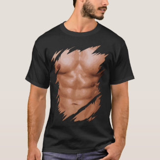 Mannen schildpadspieren met de torn borst Zes pak T-shirt