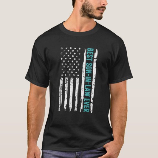 Mannen schoonzoon ooit Amerikaanse vlag vaders da T-shirt (Voorkant)