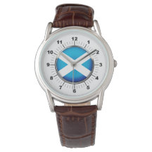 Mannen Schotland Vlag Bruin Lederen Strap Horloge