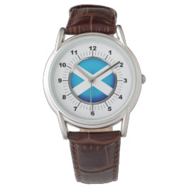 Mannen Schotland Vlag Bruin Lederen Strap Horloge