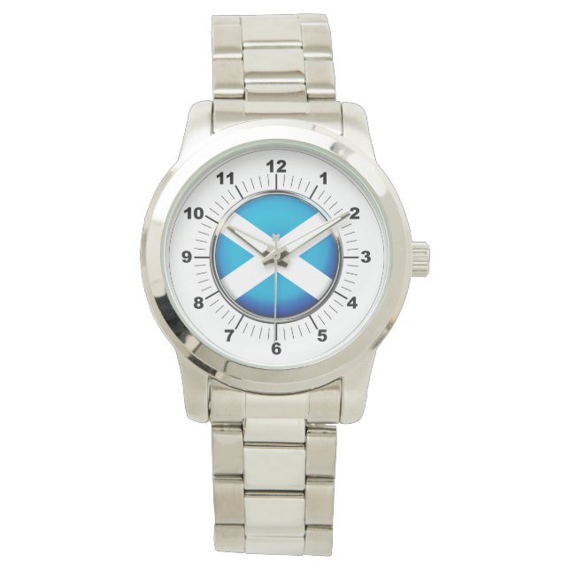 Mannen Schotland Vlag Oversized Zilveren horloge (Voorkant)