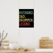 Mannen  Shirt Echtgenoot Pap Drummer Legend Poster (Keuken)