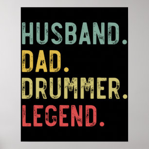 Mannen  Shirt Echtgenoot Pap Drummer Legend Poster