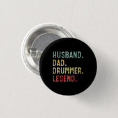 Mannen Shirt Echtgenoot Pap Drummer Legend Ronde Button 3,2 Cm (Voorkant /achterkant)