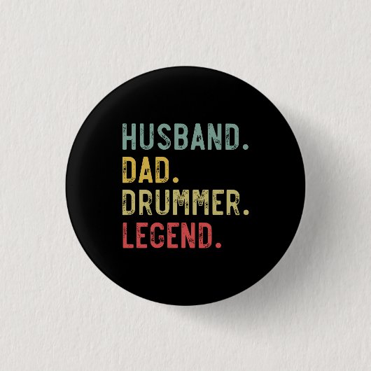 Mannen Shirt Echtgenoot Pap Drummer Legend Ronde Button 3,2 Cm (Voorkant)