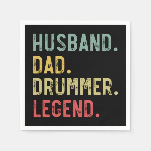 Mannen Shirt Echtgenoot Pap Drummer Legend Servet (Voorkant)