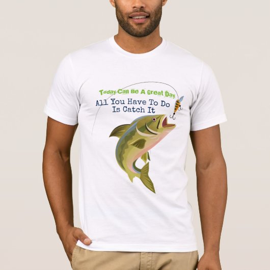 Mannen Shirt Vandaag kan een geweldige dag-Gevist (Voorkant)