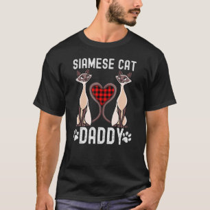 Mannen Siamese kat papa geruite hart kitten papa k T-shirt