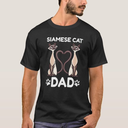 Mannen Siamese Kat Vader Hart Kitten Kat T-shirt (Voorkant)