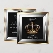 Mannen Silver Gold Birthday Prince Kaart (Voorkant / Achterkant)
