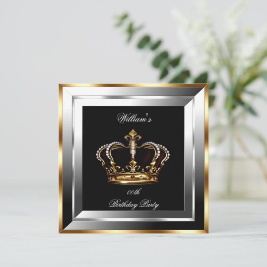 Mannen Silver Gold Birthday Prince Kaart (Staand voorkant)