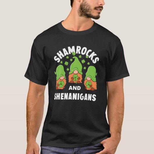Mannen Sint Patrick's Day Outfit Irish Gnome Shamr T-shirt (Voorkant)